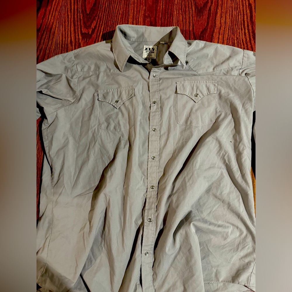 ELY cattleman gray pearl snap XXLT
